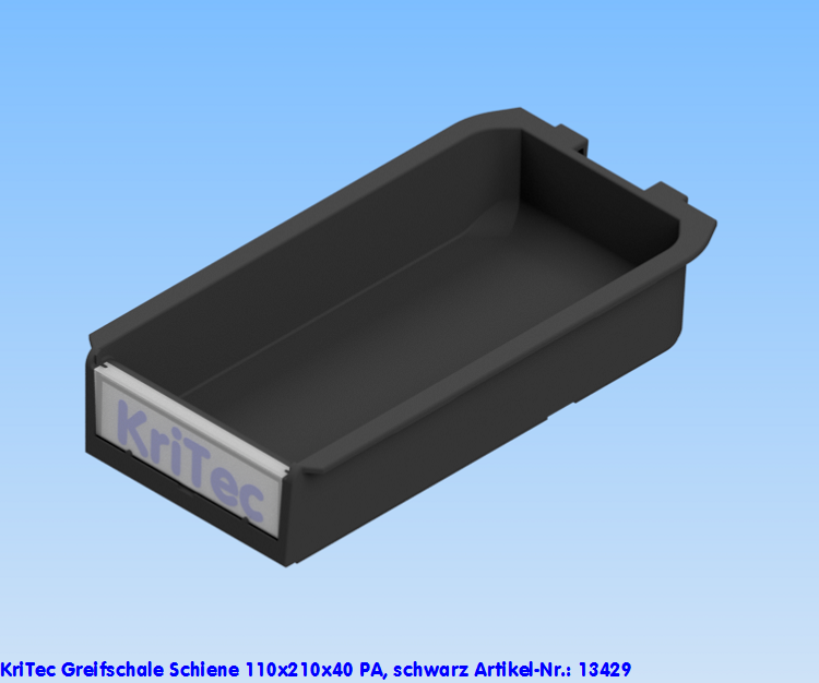 KriTec Greifschale Schiene 110x210x40 PA, schwarz