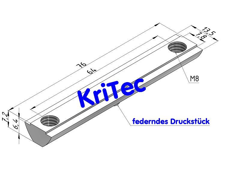 KriTec Doppelnutenstein 8 St 2 x M8 L=76mm mit Steg und Kugel