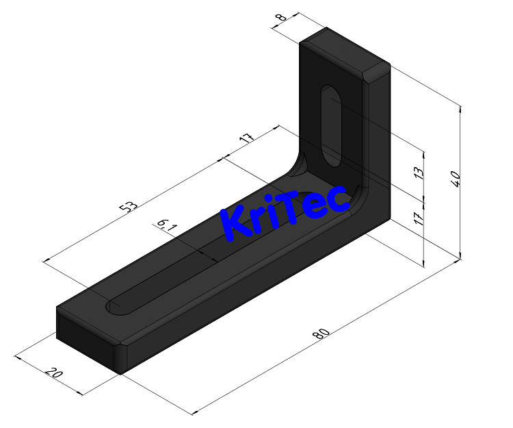 KriTec Befestigungswinkel 80x40x20 Zn, schwarz