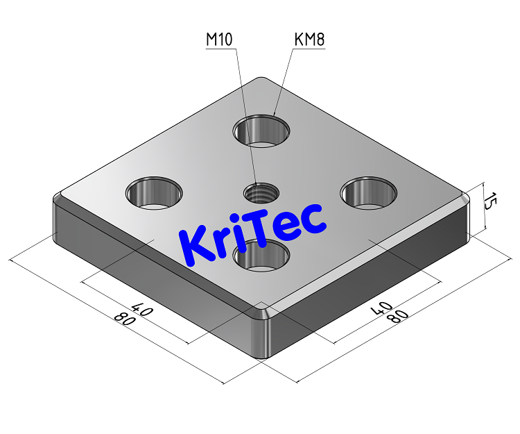 KriTec Transport- und Fußplatte 8 80x80 St M10 weißaluminium ähnl. RAL 9006 inkl. Schrauben