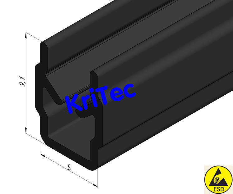 KriTec Abdeck- und Einfassprofil 6 Raster 30, ESD, schwarz