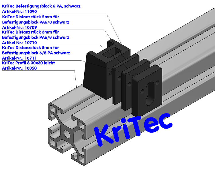 KriTec Befestigungsblock 6 PA schwarz
