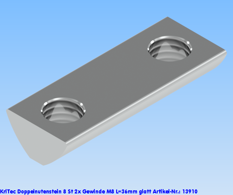 KriTec Doppelnutenstein 8 St 2x Gewinde M8 L=36mm glatt