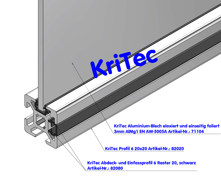 KriTec Abdeck- und Einfassprofil 6 Raster 20, schwarz