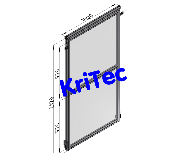 KriTec Schutzzaunelement Nut 8 Raster 40, B1000xH2300mm, Polycarbonat PC, klar 5mm