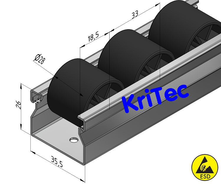 KriTec Rollenbahn St D28 ESD, schwarz