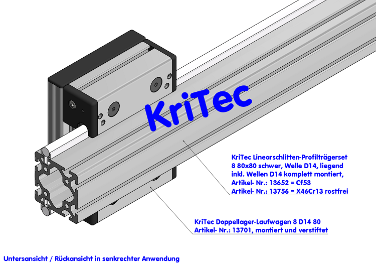 KriTec Doppellager-Laufwagen 8 D14 80