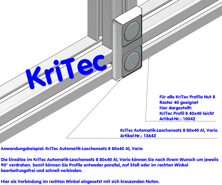 KriTec Automatik-Laschensatz 8 80x40 Al, Vario