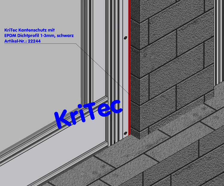 KriTec Kantenschutz mit EPDM Dichtprofil 1-3mm, schwarz