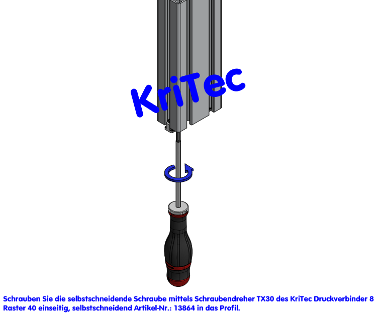KriTec Druckverbinder 8 Raster 40 einseitig, selbstschneidend