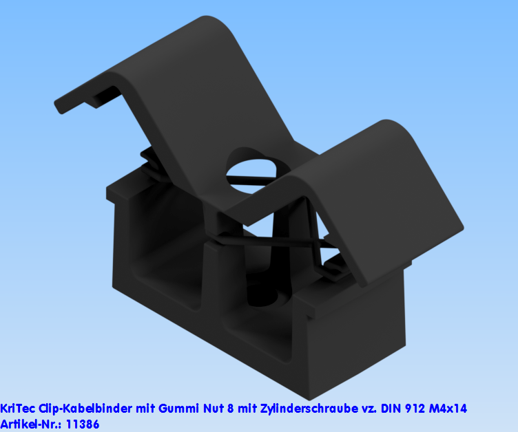 KriTec Clip-Kabelbinder mit Gummi 8 Raster 40 mit Zylinderschraube DIN 912