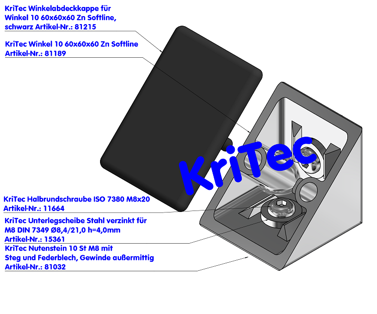 KriTec Winkel 10 60x60x60 Zn Softline
