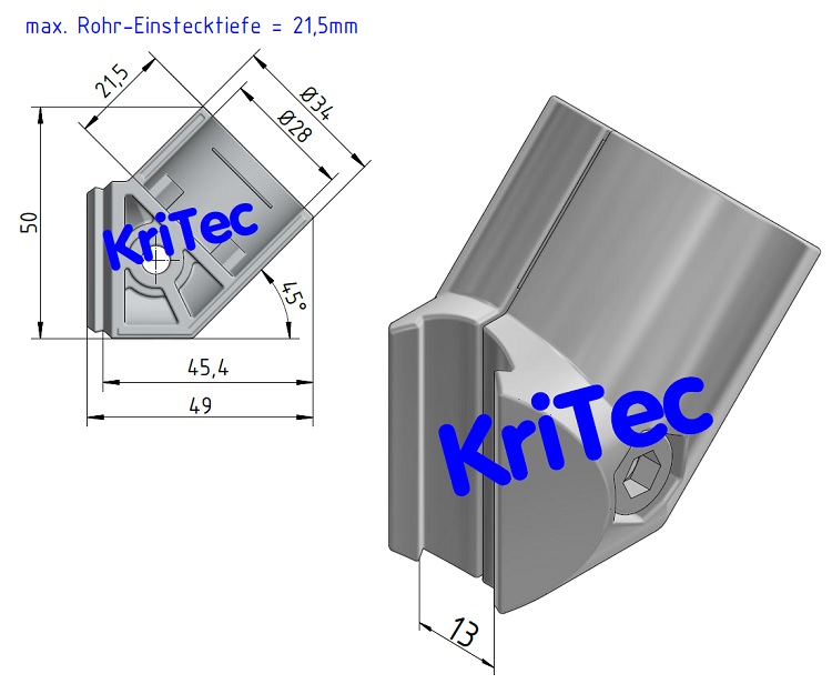 KriTec Verbinder D28 - 45°