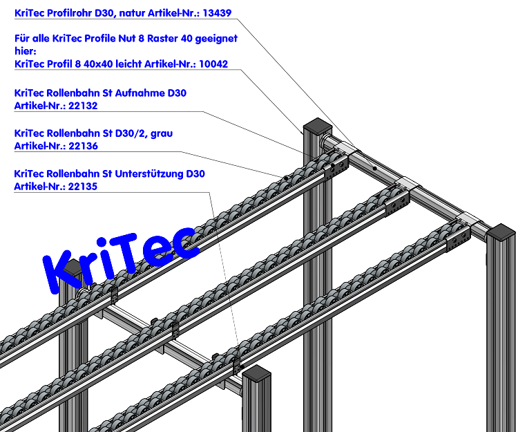 KriTec Rollenbahn St D30/2, grau