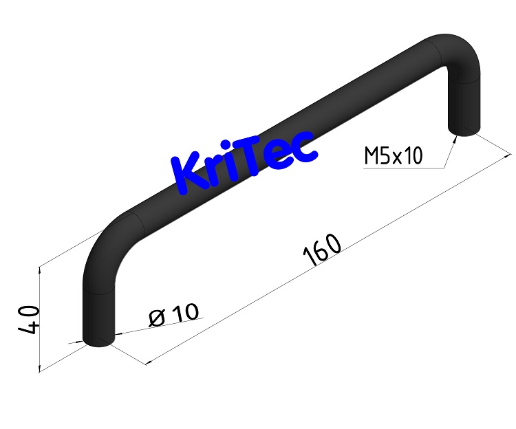 KriTec Handgriff Al 160 gerade, schwarz