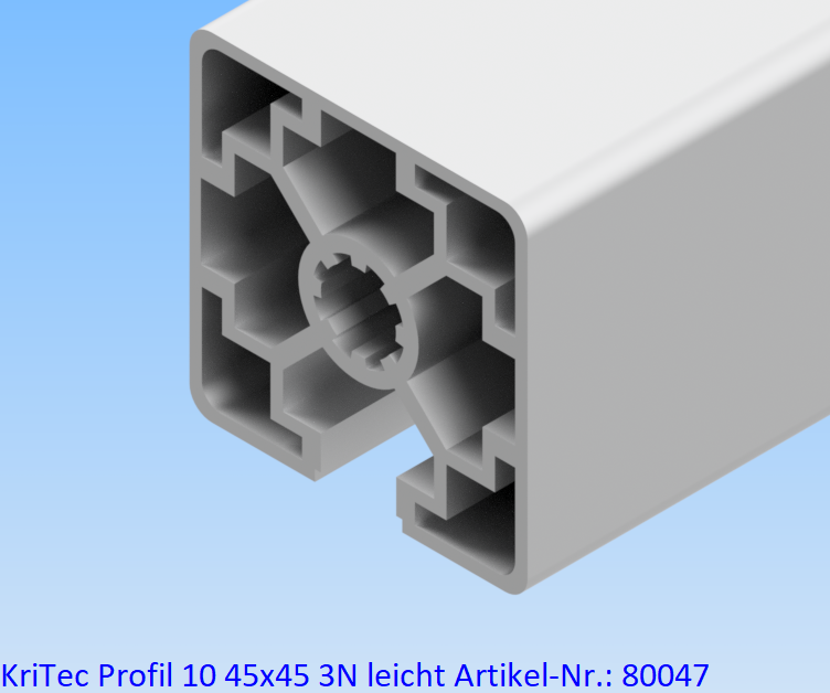 KriTec Profil 10 45x45 3N leicht (3 Nuten geschlossen, 1 Nut offen)