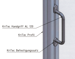 KriTec Handgriff Al 120 gerade, schwarz und silber