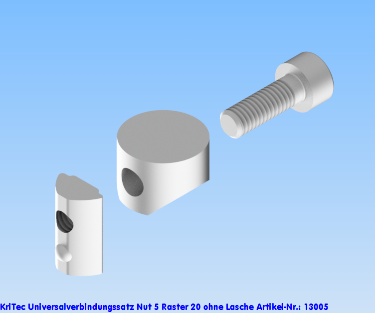 KriTec Universalverbindungssatz Nut 5 Raster 20 ohne Lasche