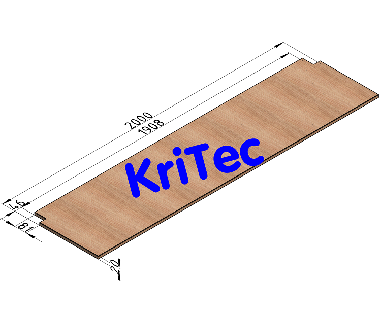 KriTec untere Ablage für Montagetisch, Breite = 2000mm inklusive Befestigung