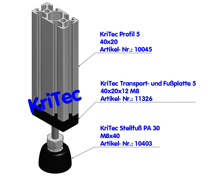 KriTec Transport- und Fußplatte 5 St 40x20