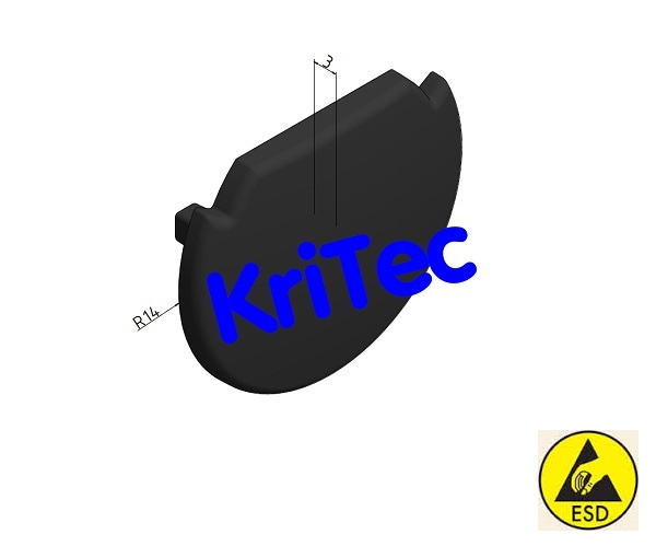 KriTec Abdeckkappe Rundrohr D28 Nut 10, antistatisch, schwarz