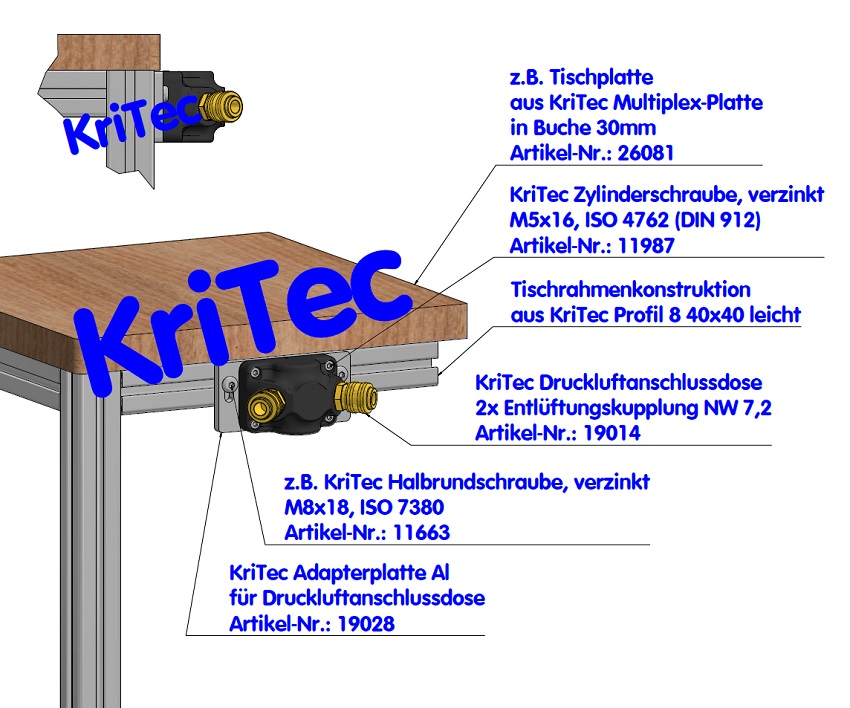 KriTec Druckluftanschlussdose 2x Entlüftungskupplung NW 7,2