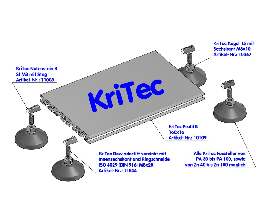 KriTec Kugelkopf 15 mit Sechskant M8x10