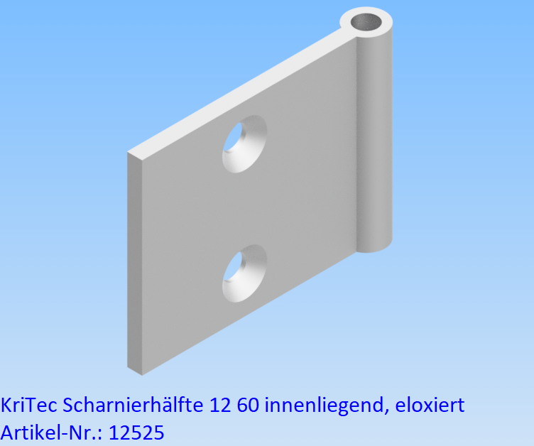 KriTec Scharnierhälfte 12 60 innenliegend, eloxiert