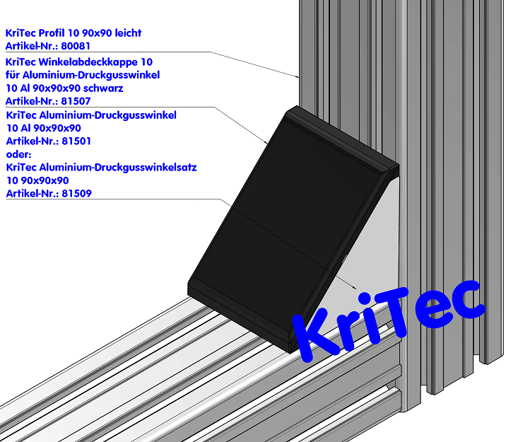 KriTec Alu-Druckgusswinkel 10 90x90x90