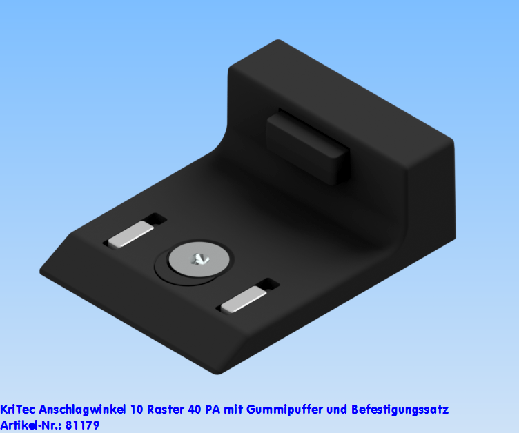 KriTec Anschlagwinkel 10 Raster 40 PA mit Gummipuffer und Befestigungssatz