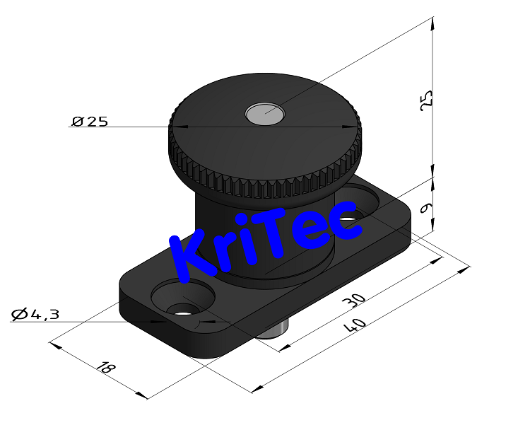 KriTec Miniraster mit Flansch, Bolzen D6 x 6