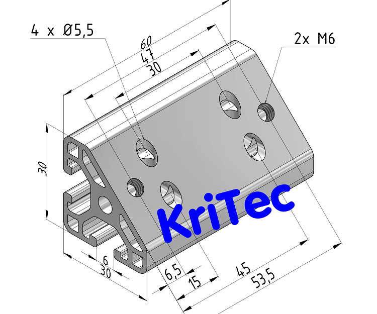 KriTec Winkelelemente 6 T1-60, natur eloxiert