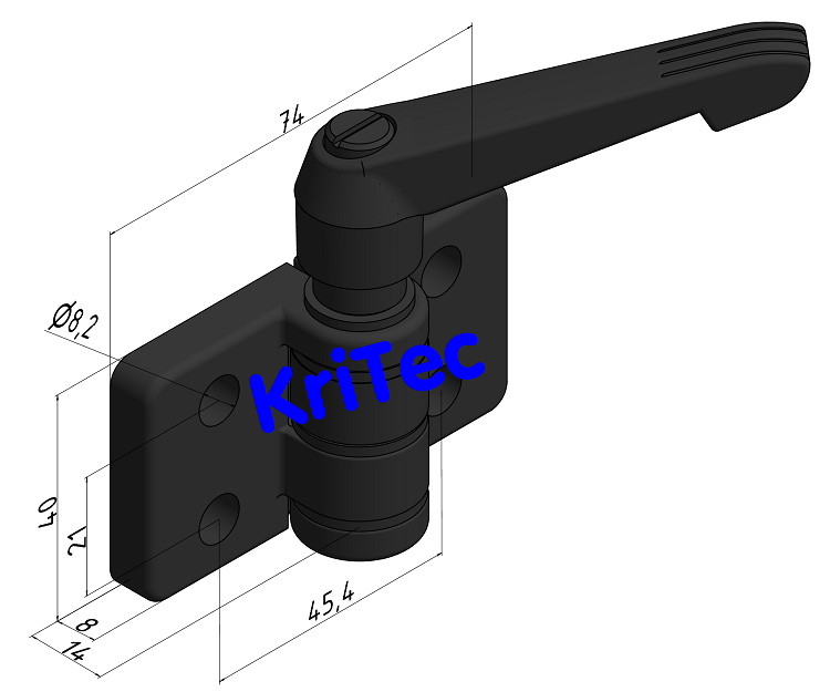 KriTec Scharnier 10 40 Zn mit Klemmhebel