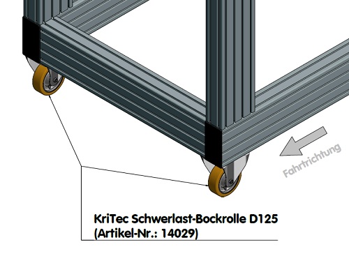 KriTec Schwerlast-Bockrolle D125