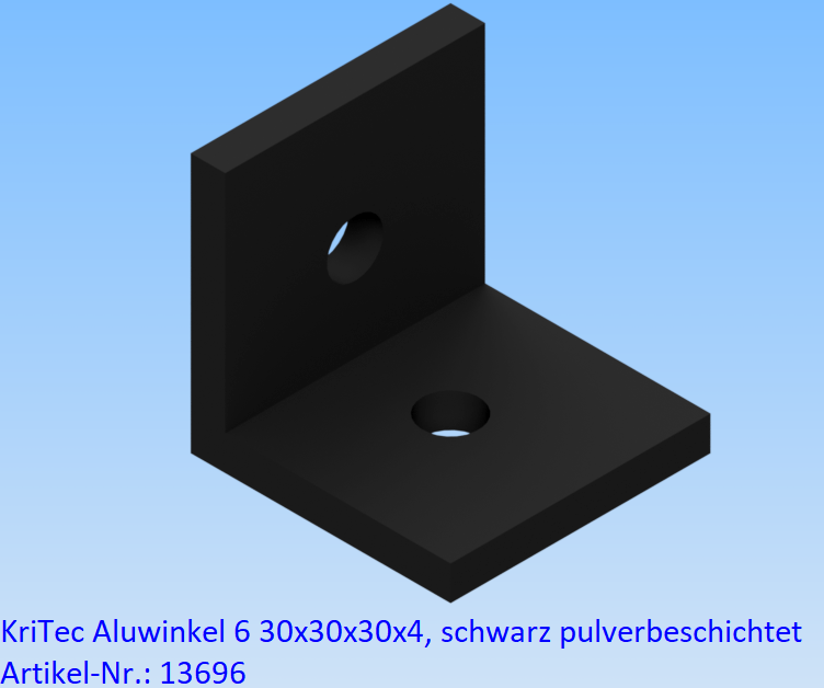 KriTec Aluwinkel 6 30x30x30x4, schwarz pulverbeschichtet