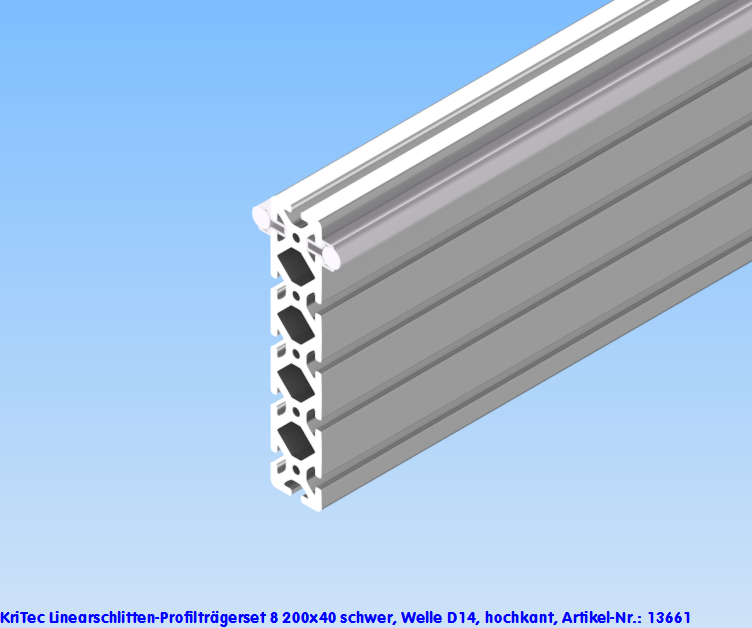 KriTec Linearschlitten-Profilträgerset 8 200x40 schwer, Welle D14, hochkant