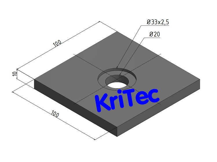 KriTec Druckplatte 100x100x10 Stahl brüniert für Bodenhülse M32