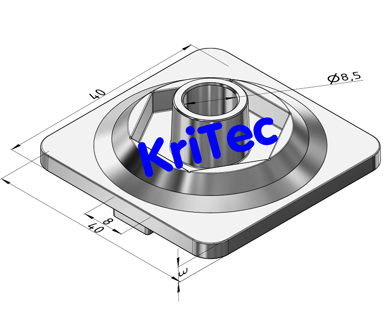 KriTec Adapterplatte 8 Raster 40 für Lenkrolle D80