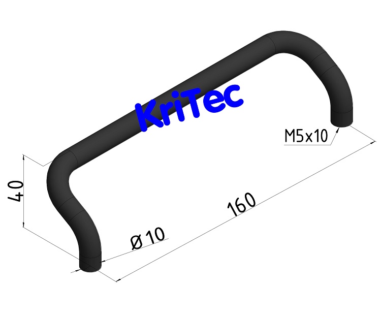 KriTec Handgriff Al 160 gebogen, schwarz