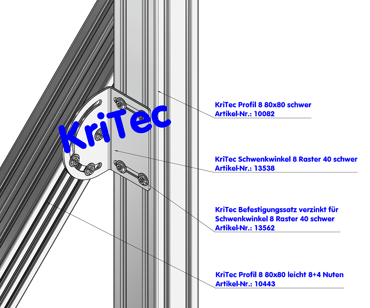 KriTec Schwenkwinkel 8 Raster 40 schwer