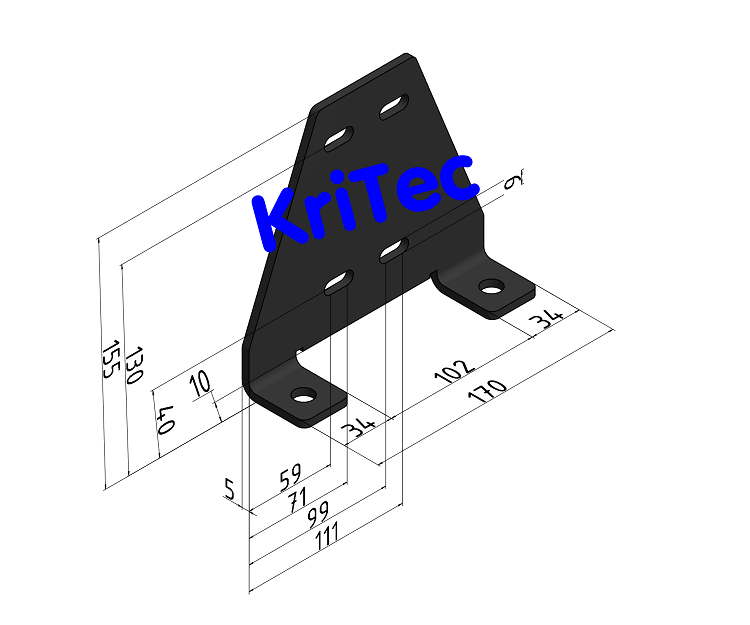 KriTec Bodenadapter zweispurig gerade für Profil 8 80x80, schwarz
