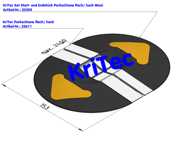 KriTec Parkschiene flach/ hoch 1.200mm