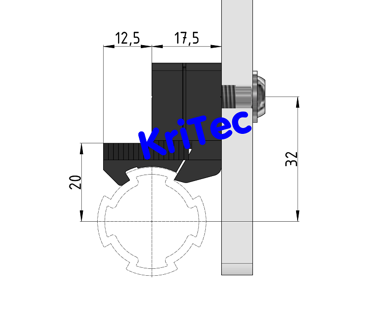 KriTec Vario Klemmblock inkl. Rastbügel für Rundrohr D28