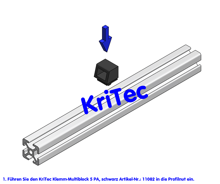 KriTec Klemm-Multiblock 5 Raster 20 PA, schwarz
