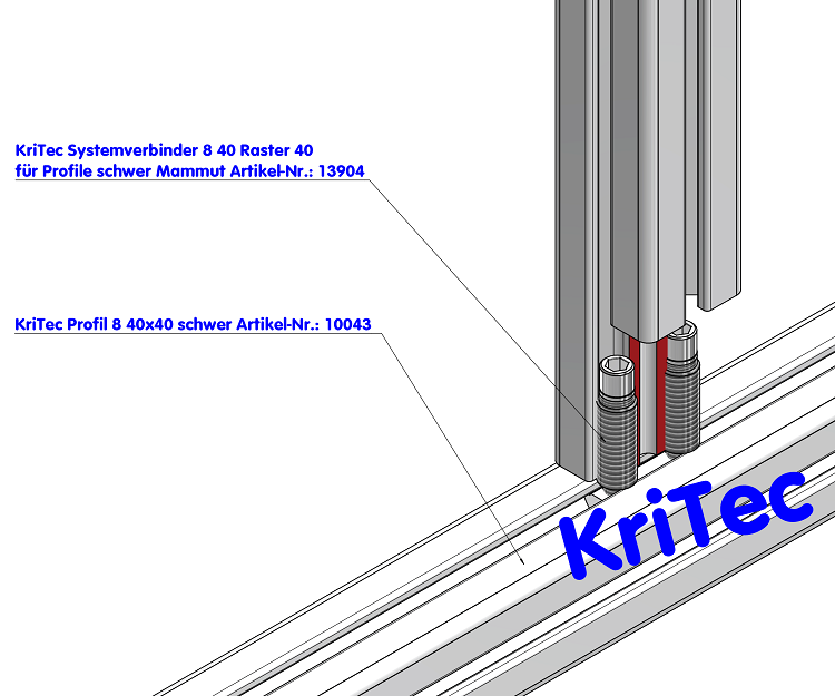 KriTec Systemverbinder 8 40 Raster 40 für Profile schwer Mammut