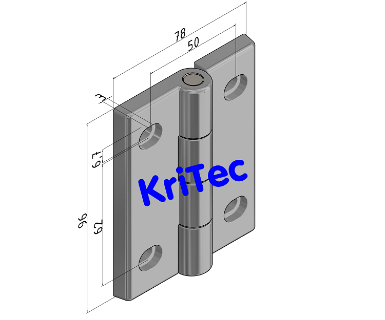 KriTec Schwerlastscharnier 10 Raster 50