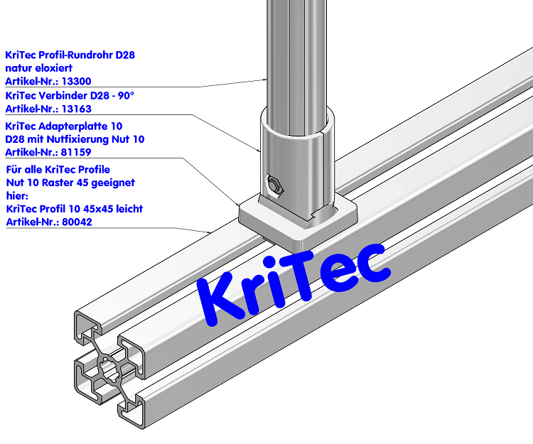 KriTec Adapterplatte 10 D28 mit Nutfixierung Nut 10