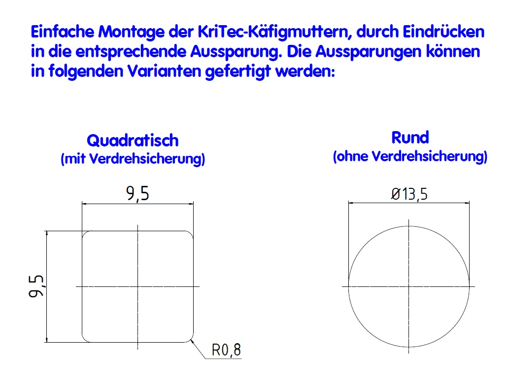 KriTec 19 Zoll Käfigmuttern verzinkt