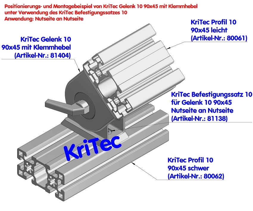 KriTec Gelenk 10 90x45 mit Klemmhebel