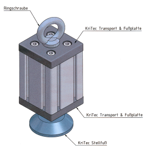 KriTec Transport- und Fußplatte 8 Zn 80x80x15 M10